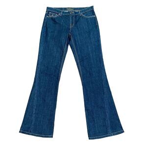 David Kahn Y2K Womens Flare Jeans Size 30 Blue Inseam 32 Thick Stitching Hemmed